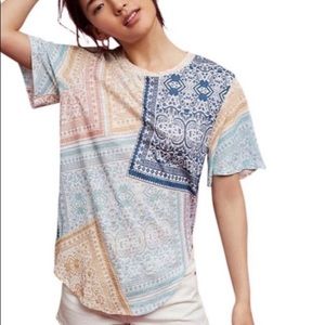 Anthro Postage Stamp top & pashima scarf lot 💛💙